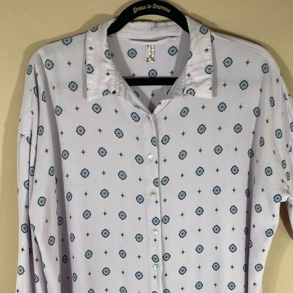 Intimately By Free People Oversized Printed Boho Paisley Button Down Shirt - Picture 3 of 7